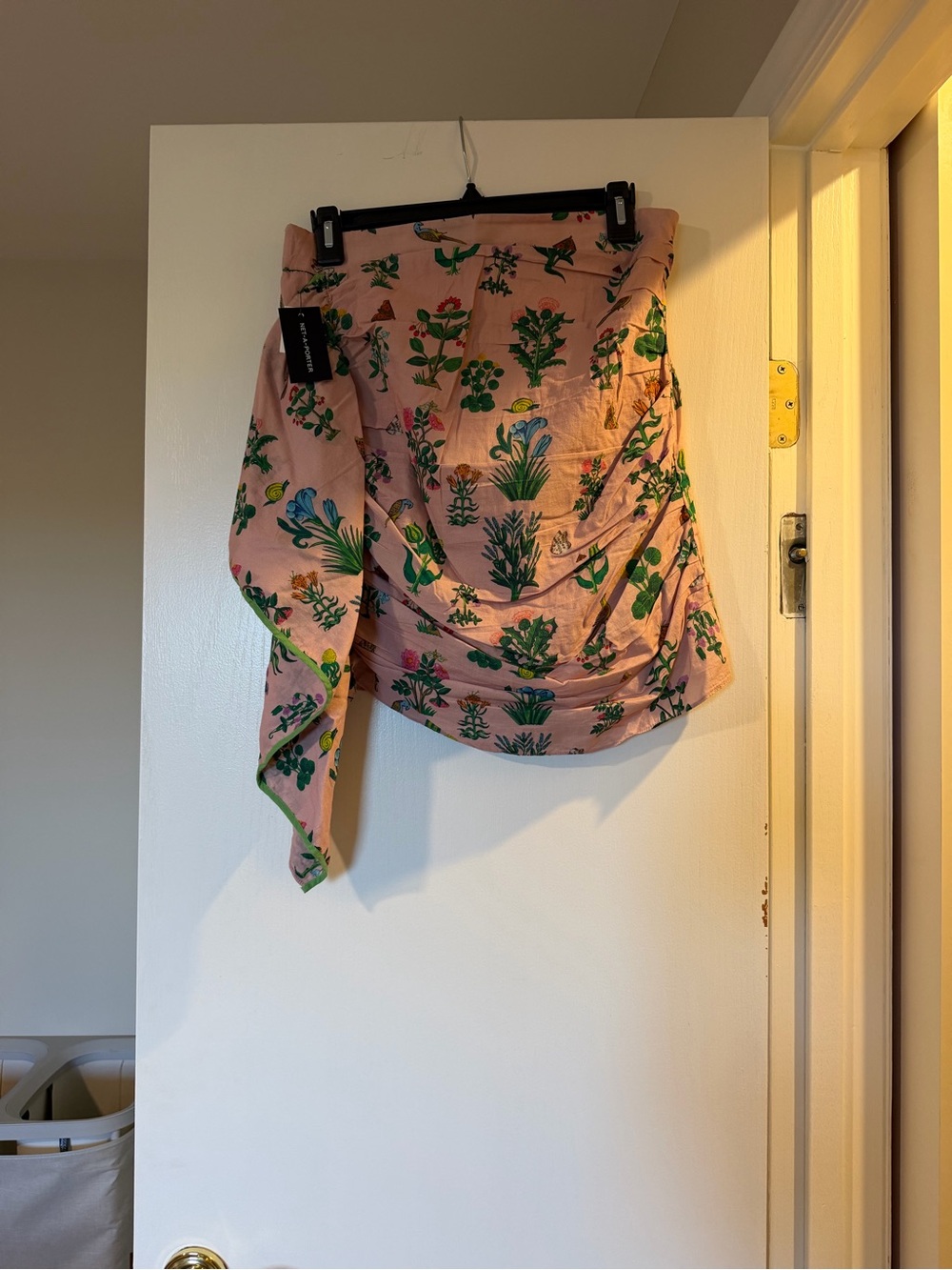 RHODE Pink Botanical Draped Mini Skirt